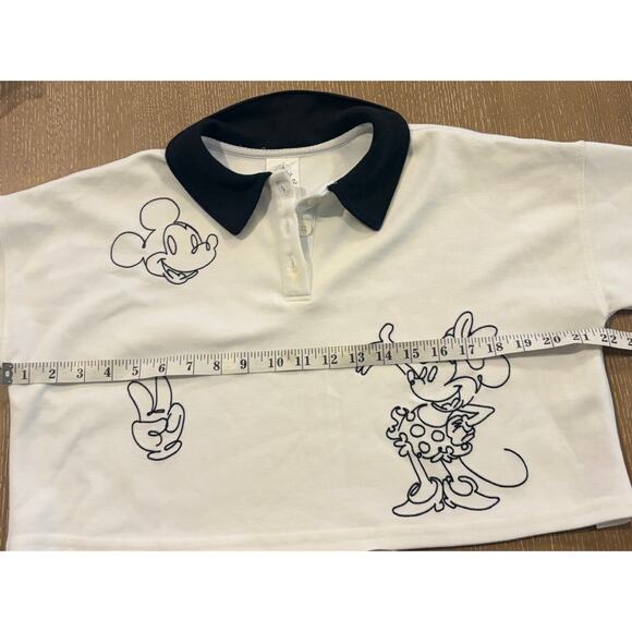 Disney Mickey Mouse Long Sleeve Polo Blouse 7/8 Girls Crop Soft Minnie Mouse - Picture 5 of 5